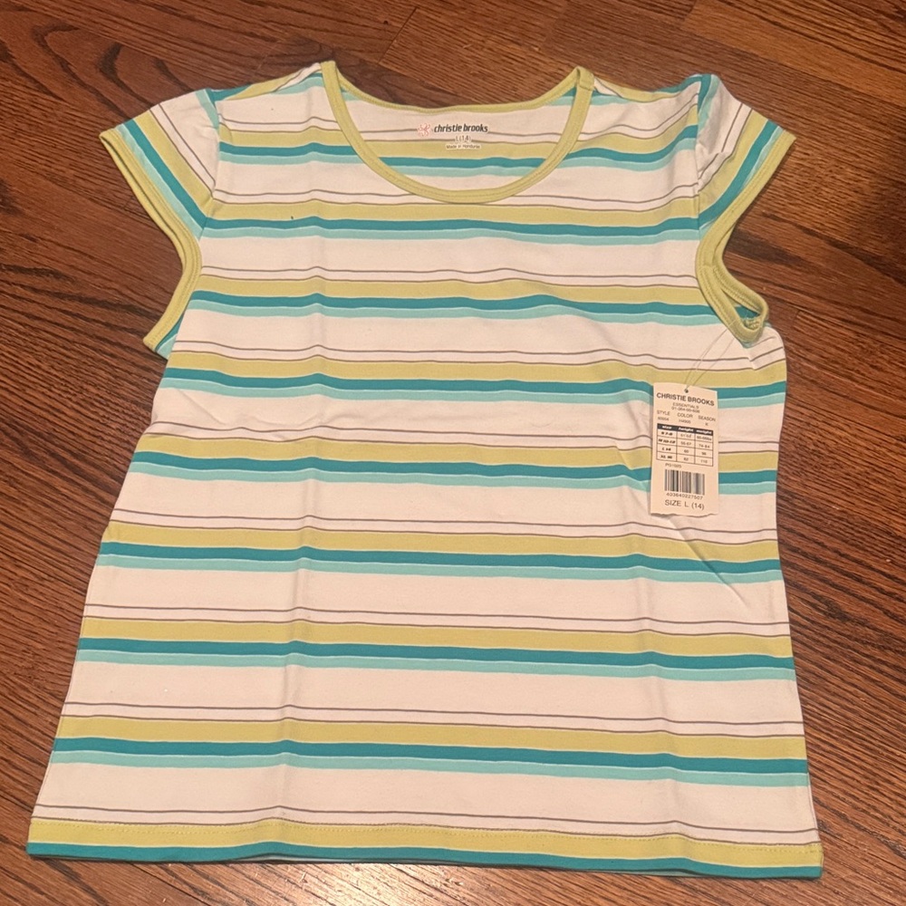 Kids Striped Shirt - White, Blue, Green Top